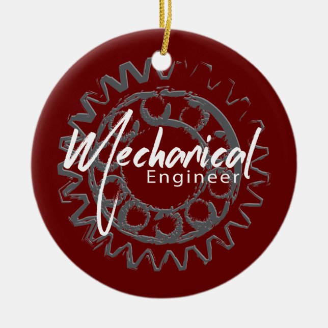 Mechanical Engineer Gear Sketch Ceramic Ornament (Front)