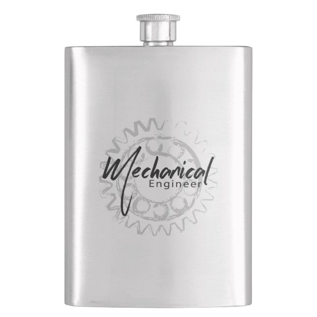 Mechanical Engineer Gear Sketch Flask (Front)