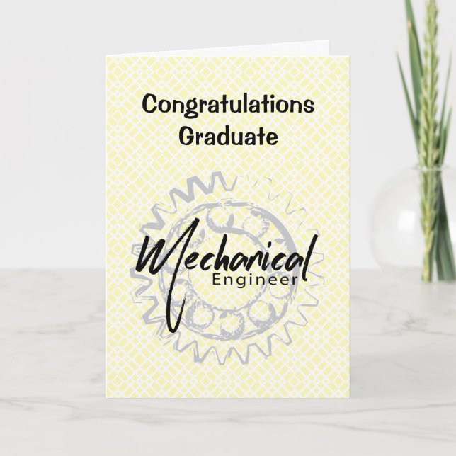 Mechanical Engineer Gear Sketch Graduation Card (Front)