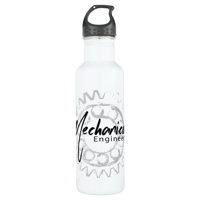 Mechanical Engineer Gear Sketch Stainless Steel Water Bottle (Front)