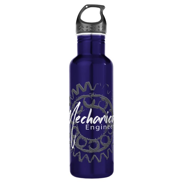 Mechanical Engineer Gear Sketch Stainless Steel Water Bottle (Front)