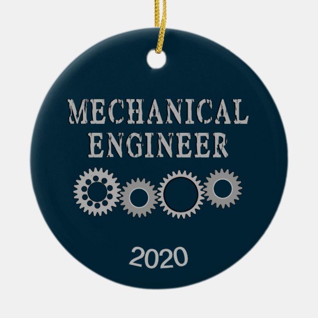Mechanical Engineer Gears Ceramic Ornament (Front)
