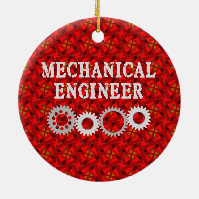 Mechanical Engineer Gears Ceramic Ornament (Back)