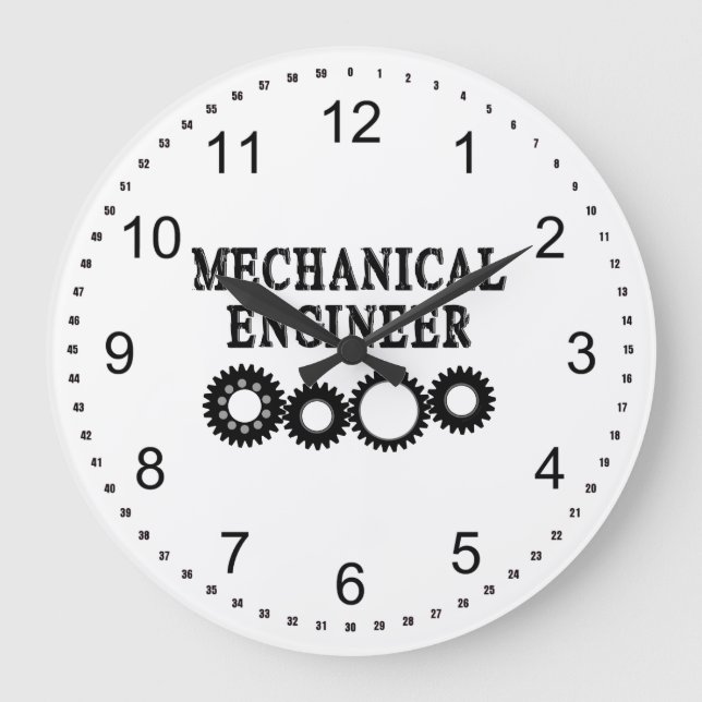 Mechanical Engineer Gears Large Clock (Front)