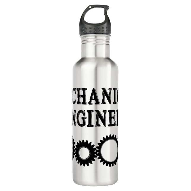 Mechanical Engineer Gears Stainless Steel Water Bottle (Front)