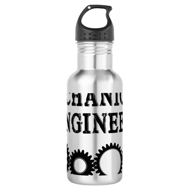 Mechanical Engineer Gears Stainless Steel Water Bottle (Front)