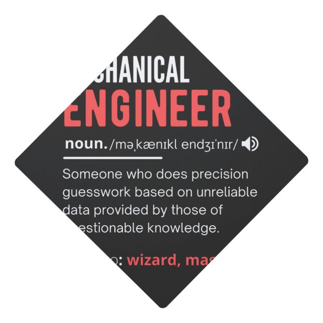 Mechanical ENGINEER Graduation Cap Topper (Front)