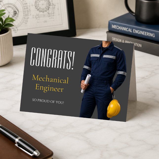 Mechanical Engineer Graduation Congrats Card (Modern mechanical engineer graduation card — clean, meaningful design)