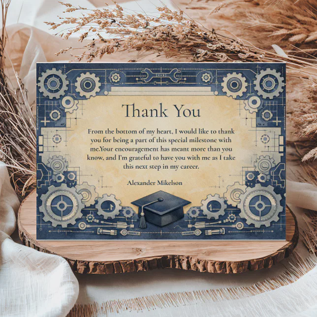 Engineering Thanks Mechanical Engineer Graduation Thank You Card | Zazzle