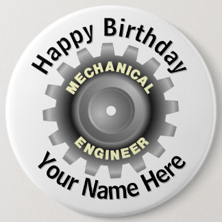 Mechanical Engineer Gray Gear Button