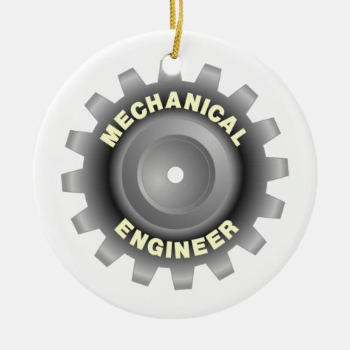 Mechanical Engineer Gray Gear Ceramic Ornament