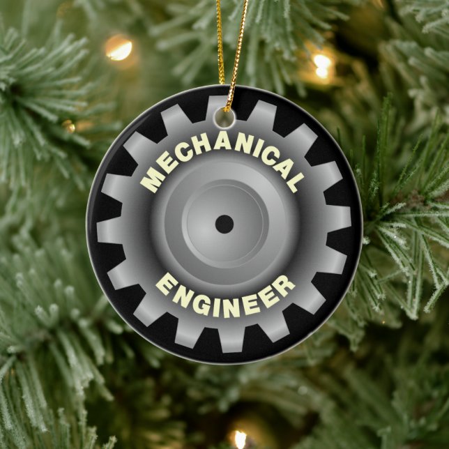Mechanical Engineer Gray Gear Ceramic Ornament (Tree)