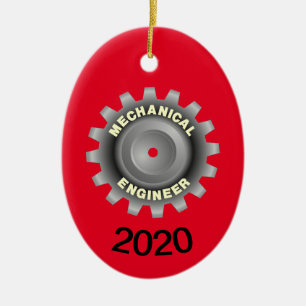 Mechanical Engineer Gray Gear Ceramic Ornament