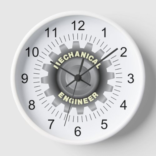 Mechanical Engineer Gray Gear Clock