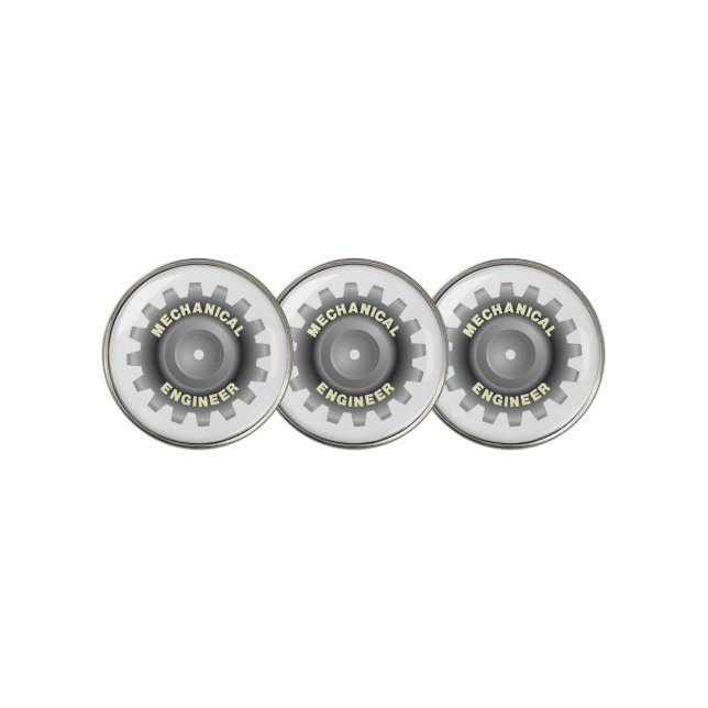 Mechanical Engineer Gray Gear Golf Ball Marker (3 Up)