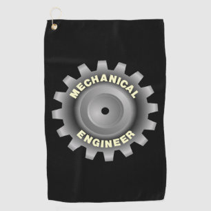 Mechanical Engineer Gray Gear Golf Towel