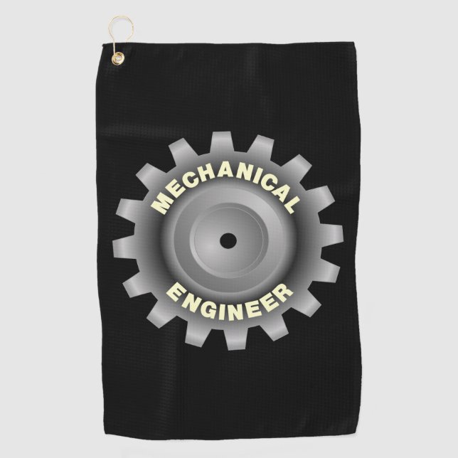 Mechanical Engineer Gray Gear Golf Towel (Front)