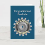 Mechanical Engineer Gray Gear Graduation Card
