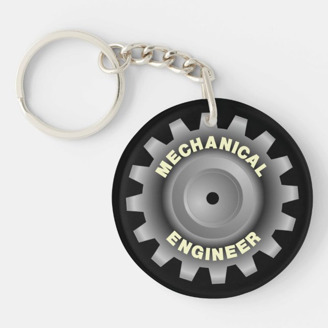 Mechanical Engineer Gray Gear Keychain (Front)