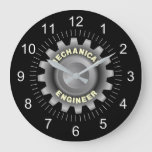 Mechanical Engineer Gray Gear Large Clock