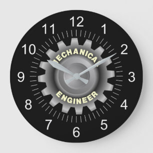 Mechanical Engineer Gray Gear Large Clock