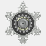 Mechanical Engineer Gray Gear Snowflake Pewter Christmas Ornament