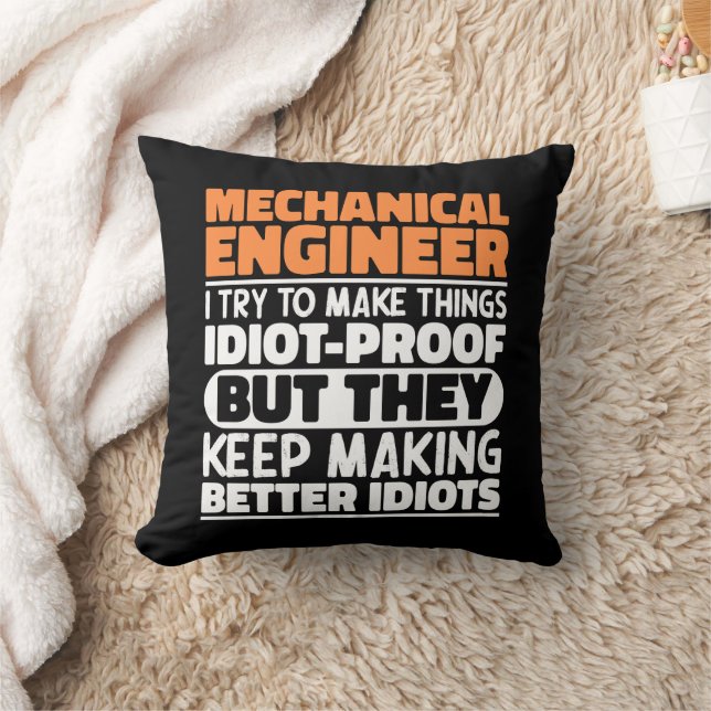 Mechanical Engineer I Try To Make Things Funny  Throw Pillow (Blanket)