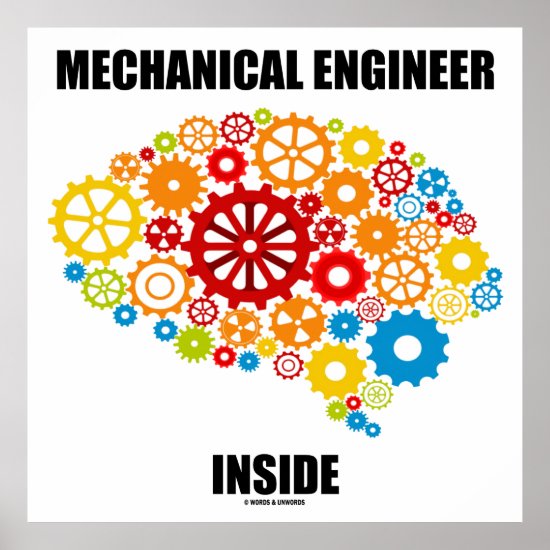 Mechanical Engineer Inside (Brain Gears) Poster