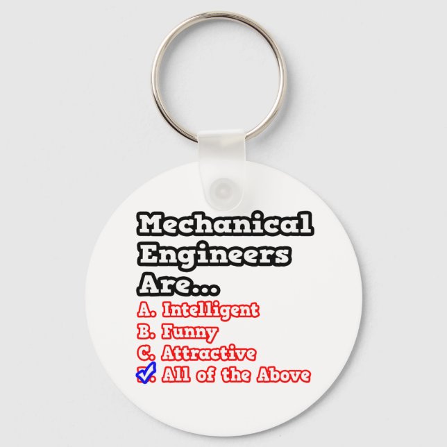 Mechanical Engineer Quiz...Joke Keychain (Front)