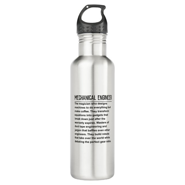 Mechanical engineer stainless steel water bottle (Front)