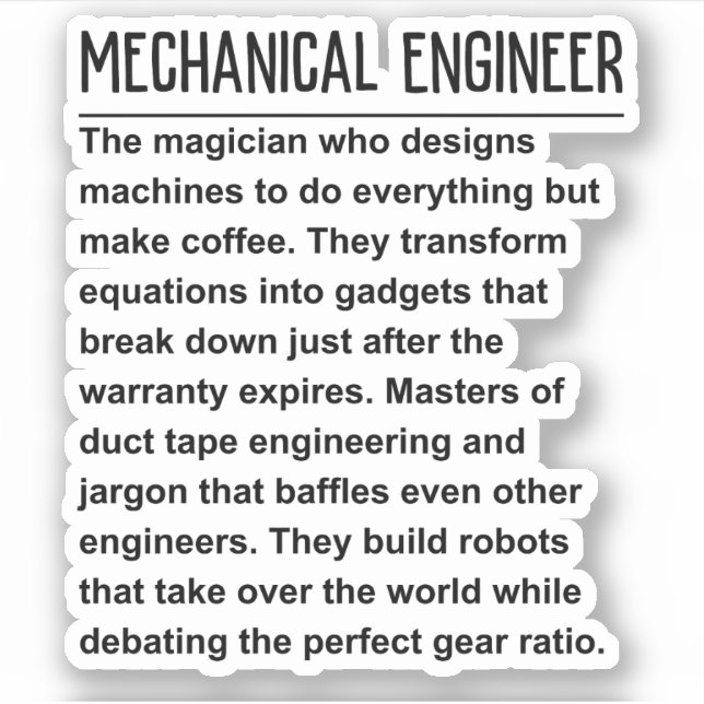 Mechanical engineer sticker (Front)