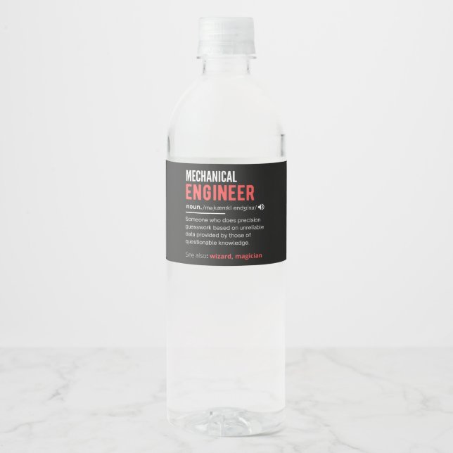 Mechanical ENGINEER Water Bottle Label (Front)