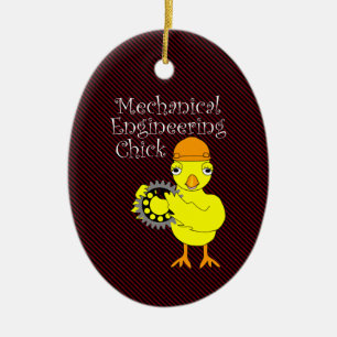 Mechanical Engineering Chick Gear Ceramic Ornament