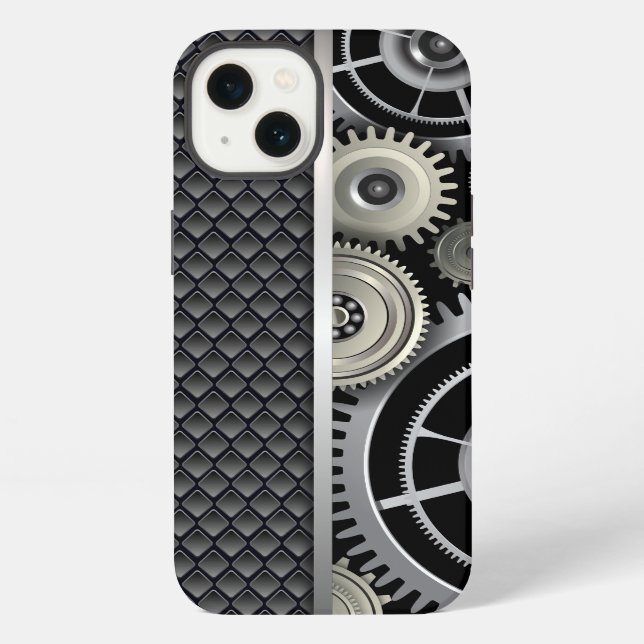 Mechanical Engineering Gears and Mesh Pattern Iphone Case (Back)