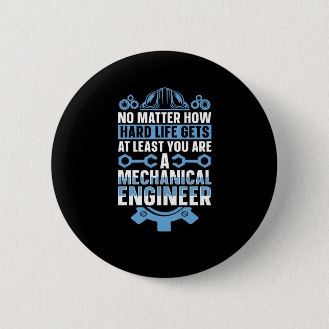Mechanical Engineering No How Hard Engineer Sticke Button (Front)