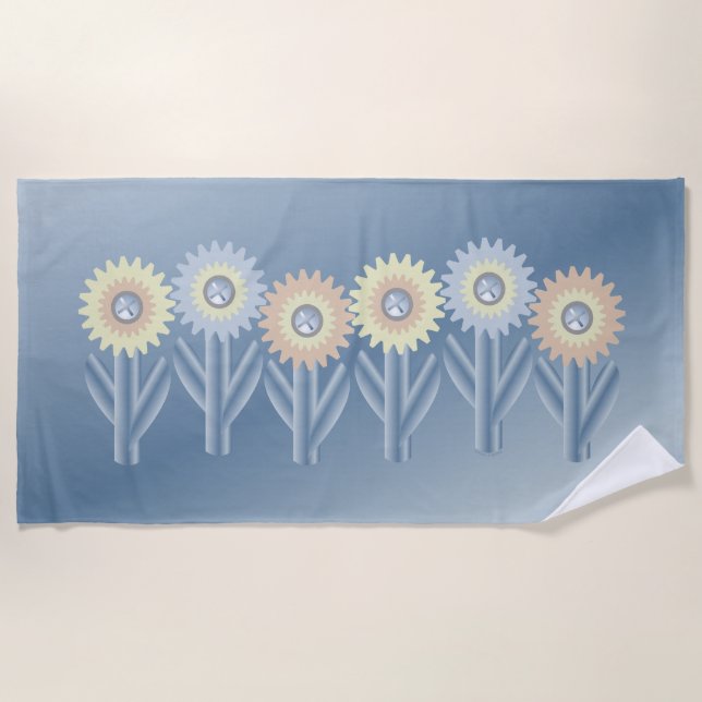 Mechanical Flowers Beach Towel (Front)
