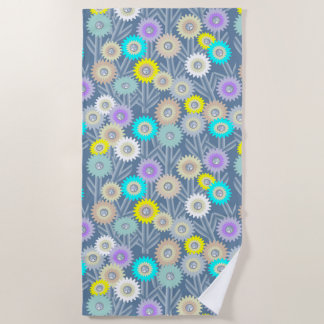 Mechanical Flowers Beach Towel