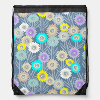 Mechanical Flowers Beach Towel Drawstring Bag