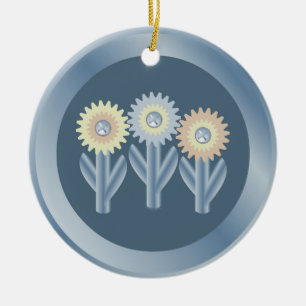 Mechanical Flowers Ceramic Ornament