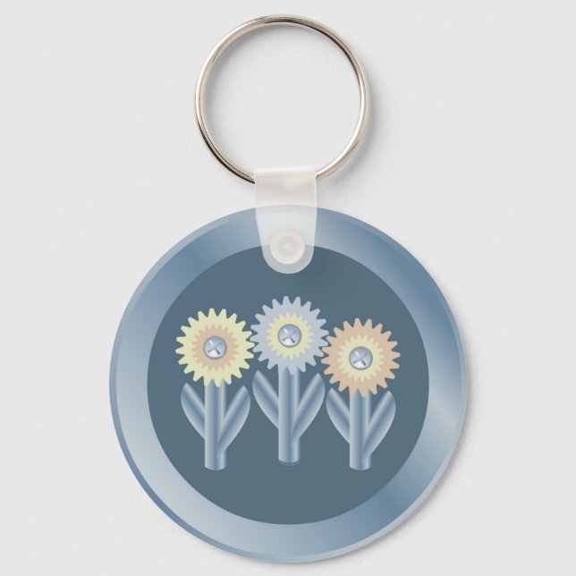 Mechanical Flowers Keychain (Front)