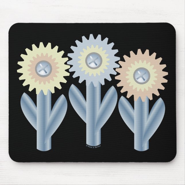 Mechanical Flowers Mouse Pad (Front)
