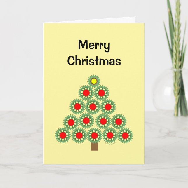 Mechanical Gear Tree Christmas Card (Front)