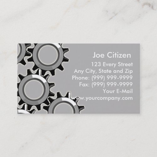 mechanical gears or cogs business cards