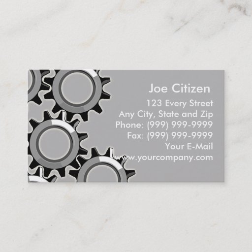 Customizable mechanical gears or cogs business cards