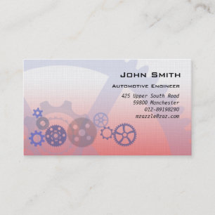 Mechanical Gears Red Business Card
