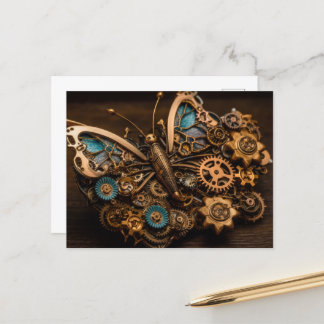 Mechanical Gears Steampunk Butterfly Postcard