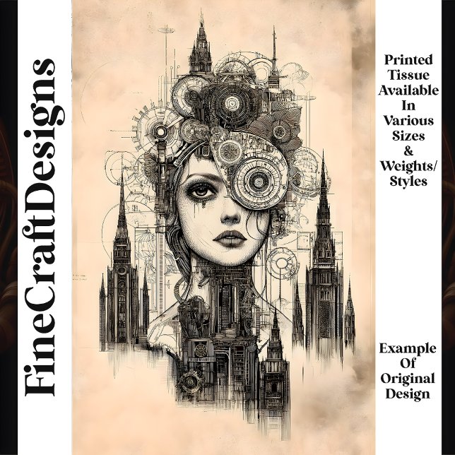 Mechanical Gothic Steampunk Woman N3 Decoupage Tissue Paper (Creator Uploaded)