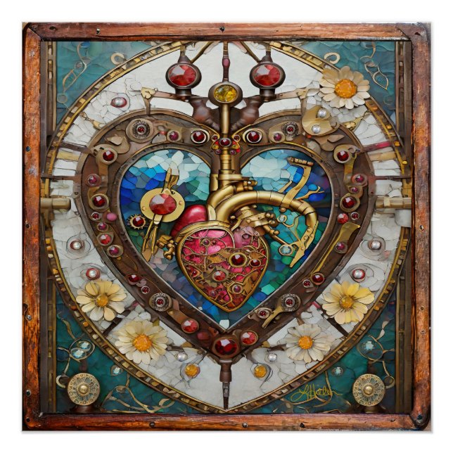 Mechanical Heart Anatomical Steampunk Series Poster (Front)