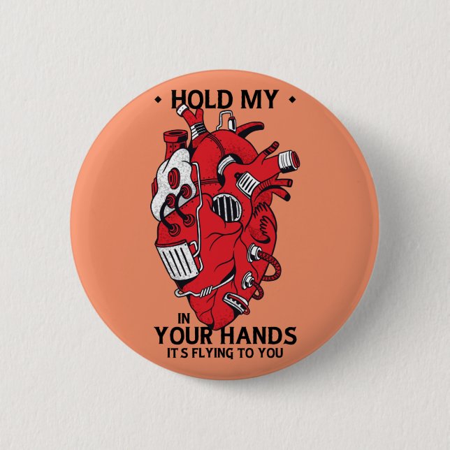 Mechanical Heart - Steampunk Design Button (Front)