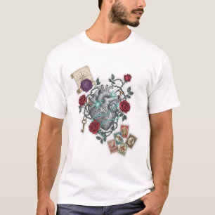 Mechanical Heart with Roses – Vintage Surreal Art T-Shirt